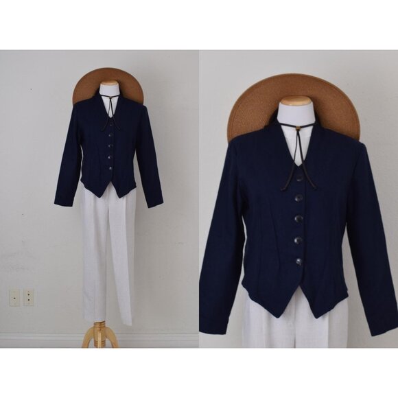 Vintage Navy‎ Wool Crop Jacket | size 12 - Picture 1 of 10